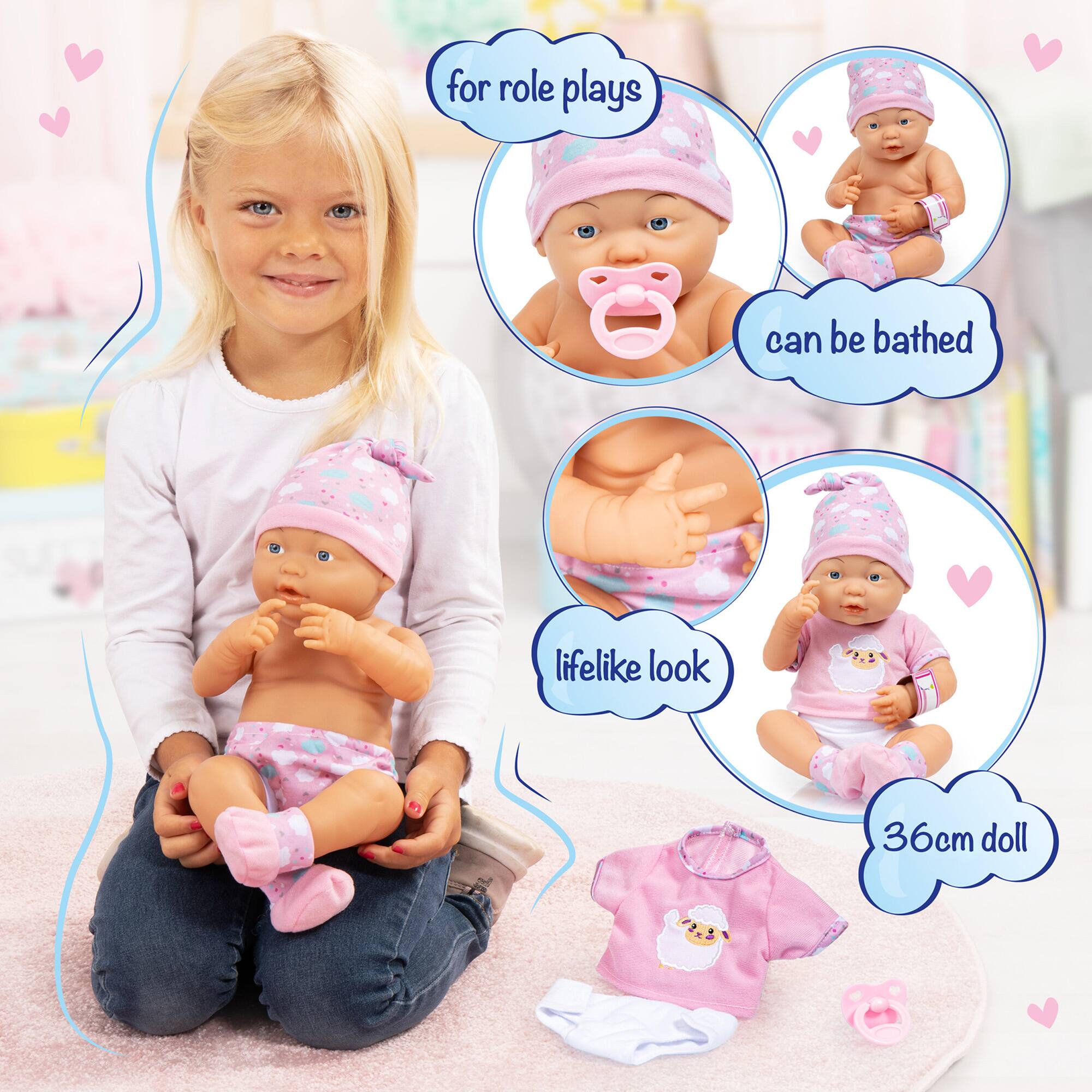 Bayer Design 15" Pink Sheep Newborn Baby Doll